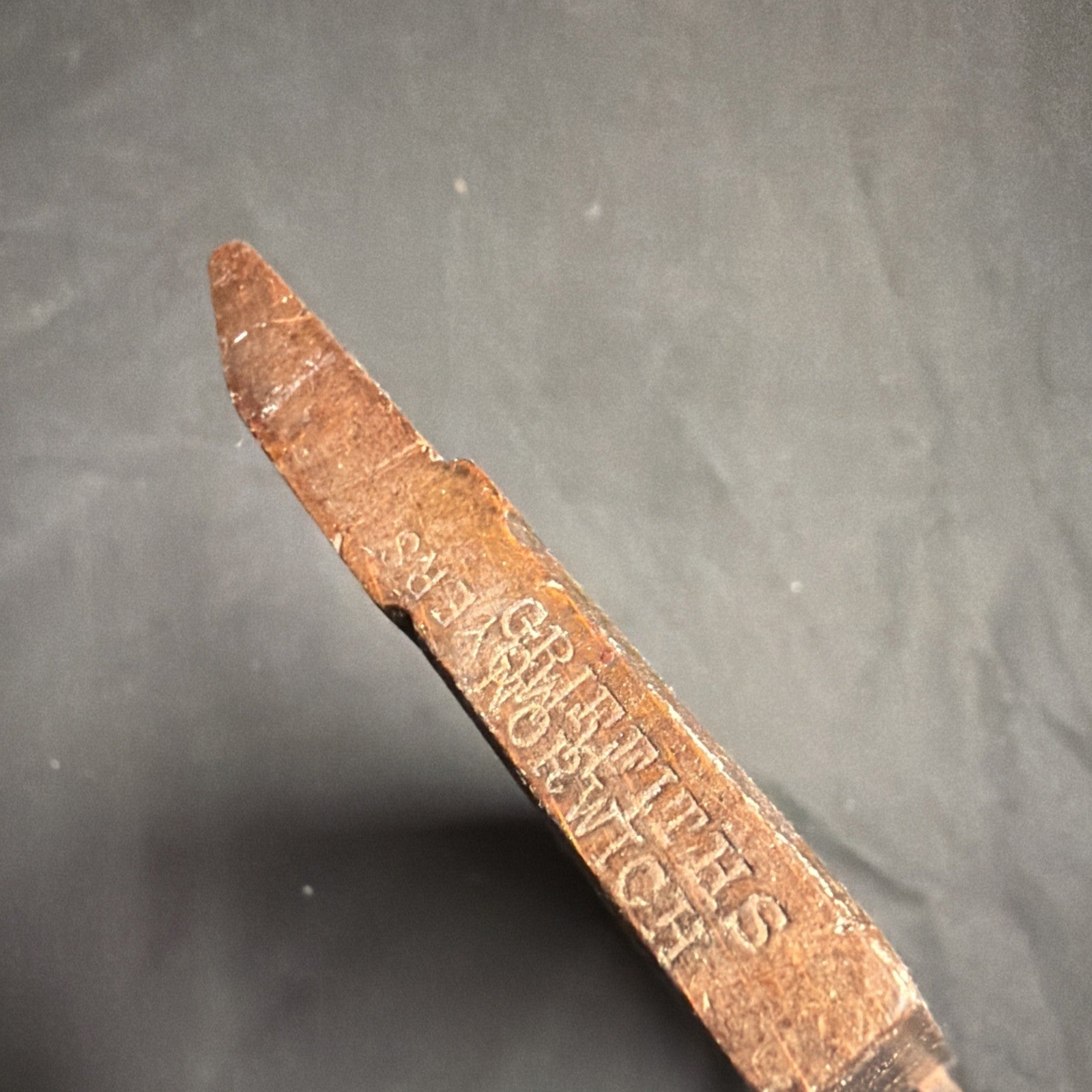 Antique British Wooden Moulding Plane 9.5" Griffiths, Norwich No 1 - (1856)