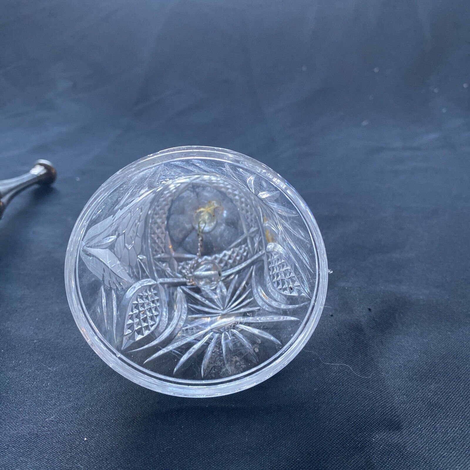 Vintage two crystal bells, one with pewter top - (9622)