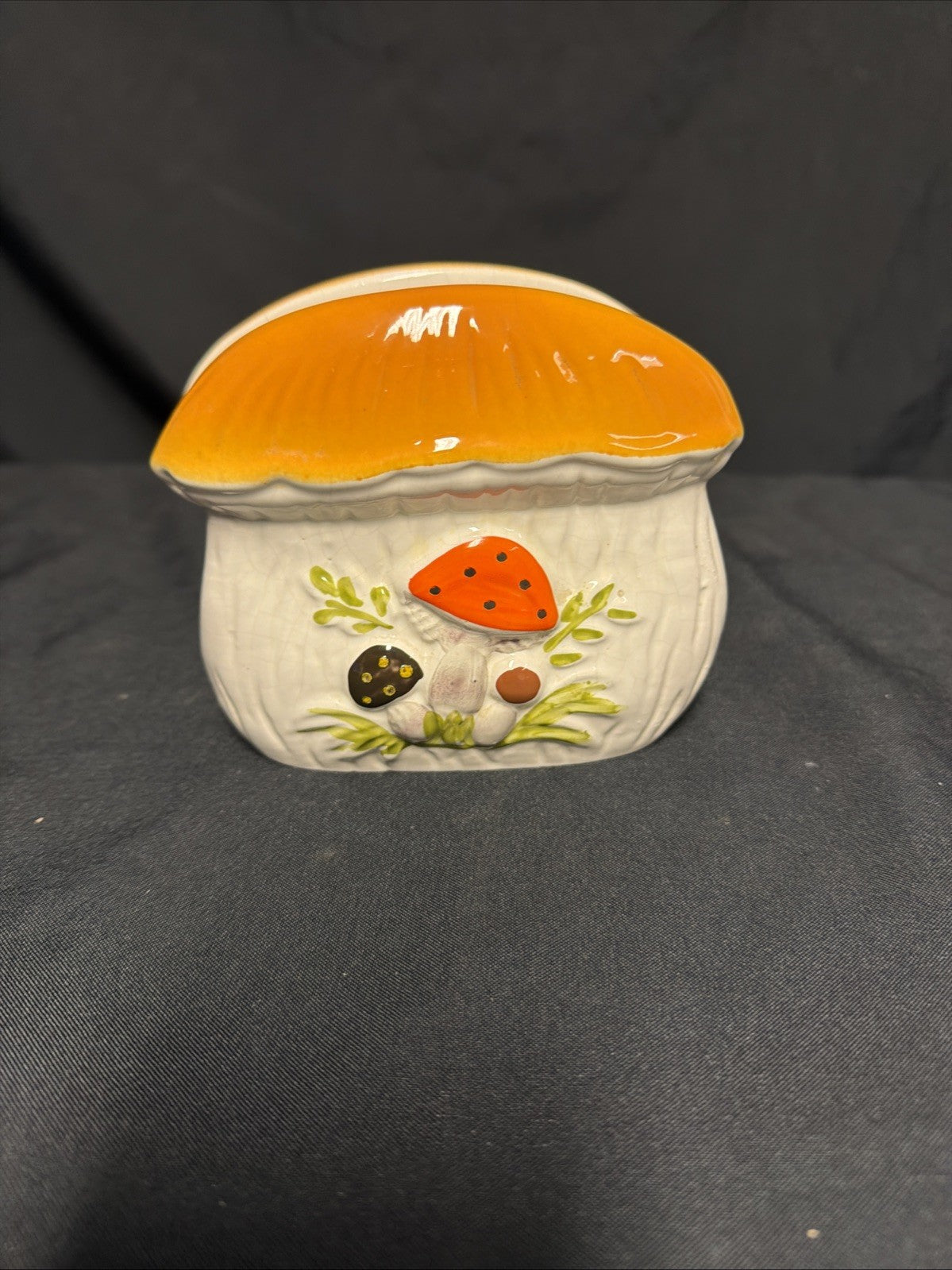 Merry Mushroom 1973 Sears Laurentian pottery Canada Napkin Holder - (1848)