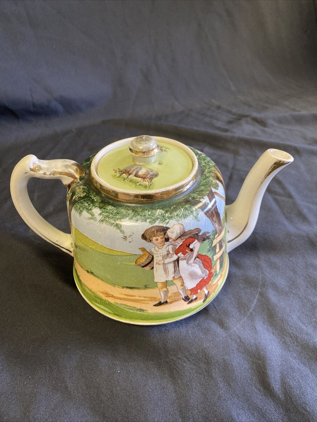 Genuine Staffordshire Benthall - Salopian Teapot Jack & Jill 1920's RARE - (7568