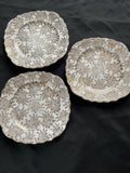 Vale Bone China Longton England Gold Leaf Filligree 1960's side plates x3 - 9393