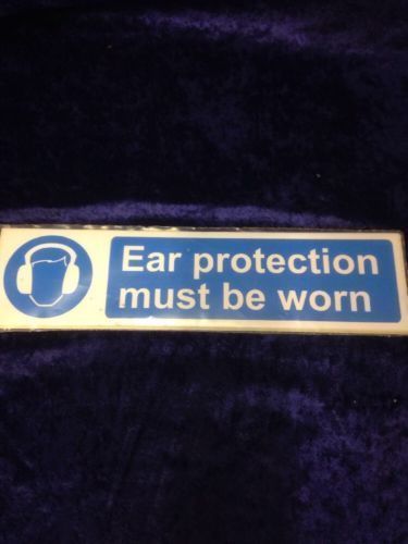 Safety Sticker Sign 300x75mm - Pack of 10 -  EAR PROTECTION MUST BE WORN (703)