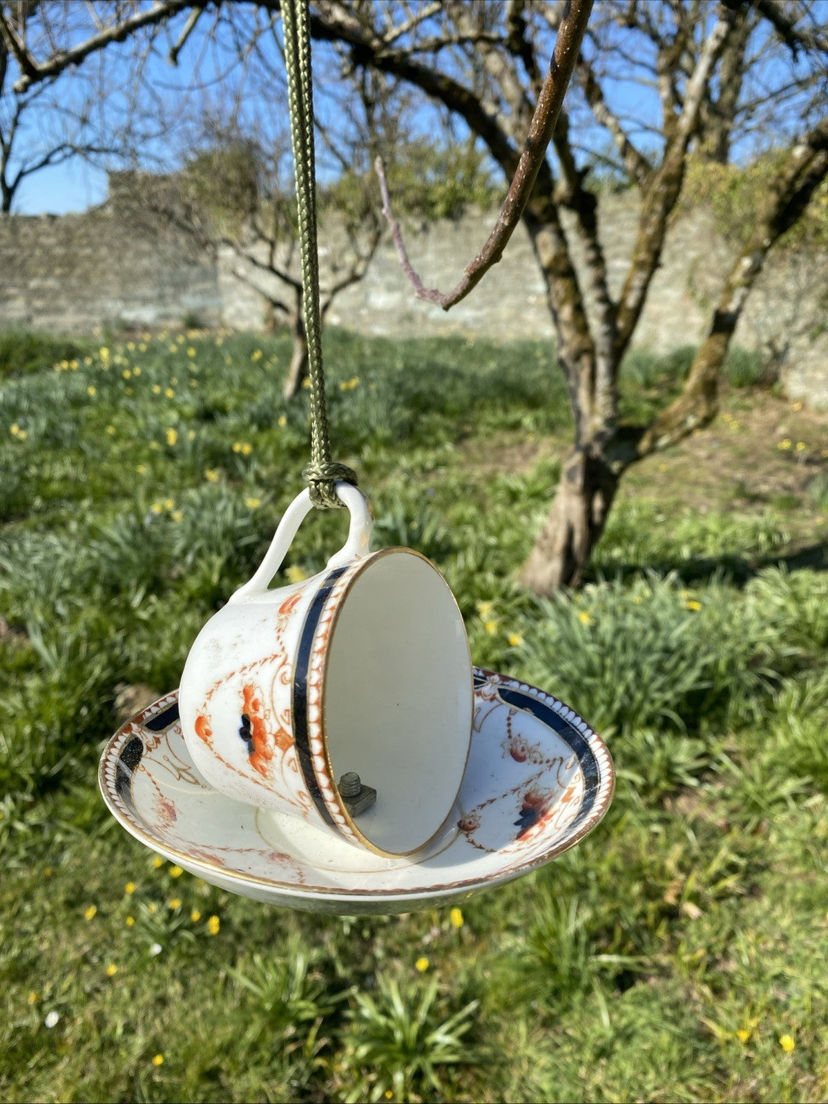 Vintage Bone China Tea Cup and Saucer Bird Feeder Gift Design Varies - (1046)