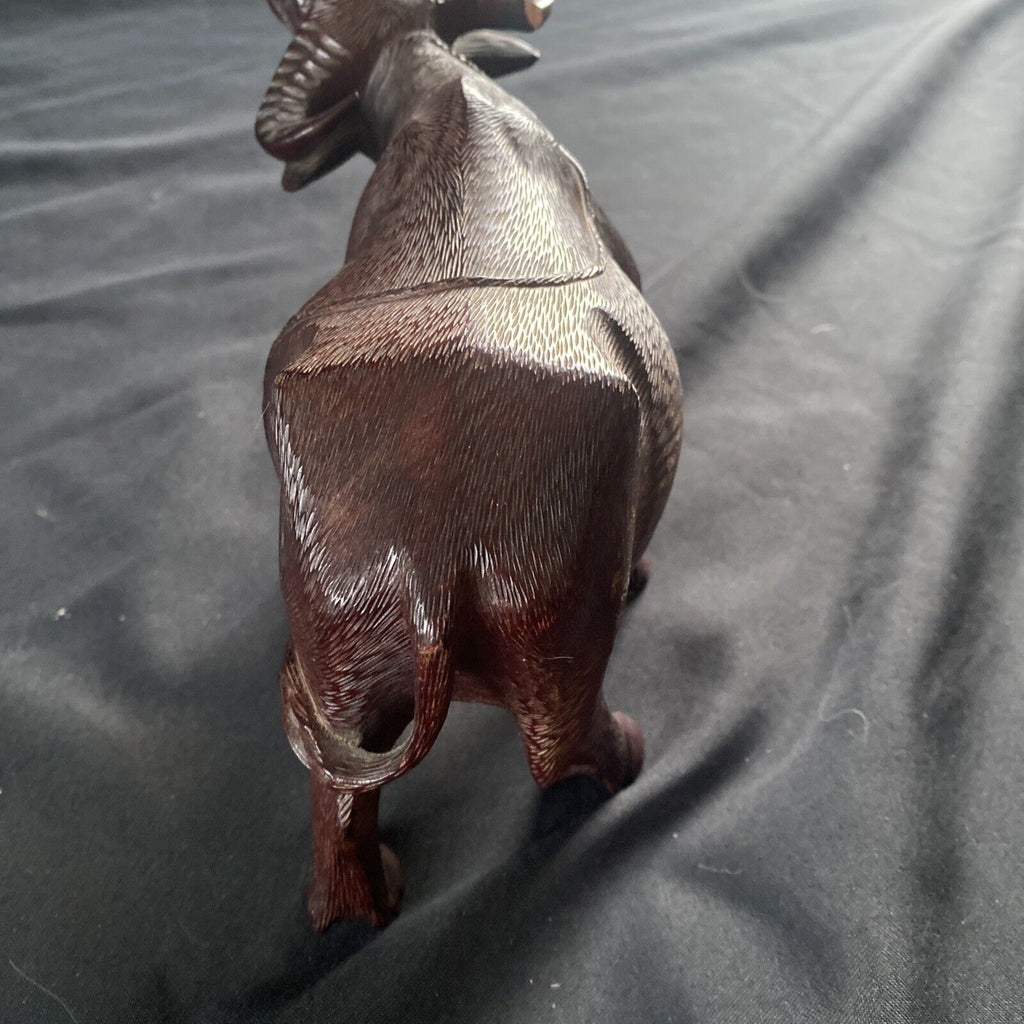 Late 19th century Chinese hardwood carved water buffalo or oxen Signed - (9404)