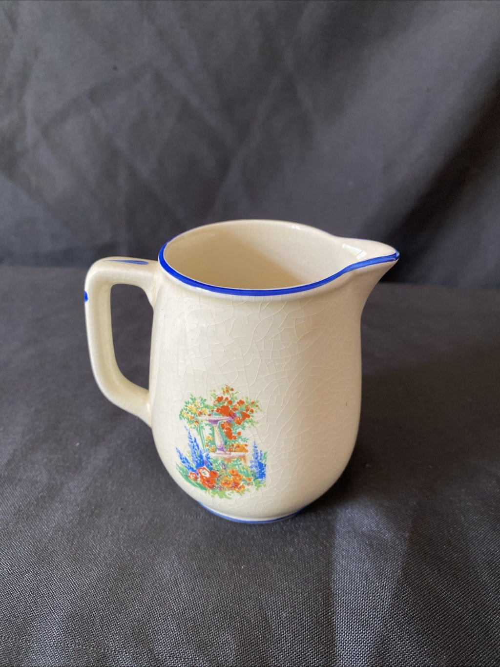 Antique Cream Jug Oxford Backstamp Sadler? Crinoline Lady Design 8cm tall (5832)