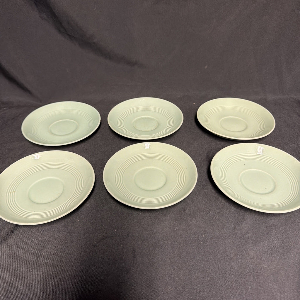 Wood's Ware Beryl Utility Green 1940's Ceramic Tea Saucer x 6 - (1920) 