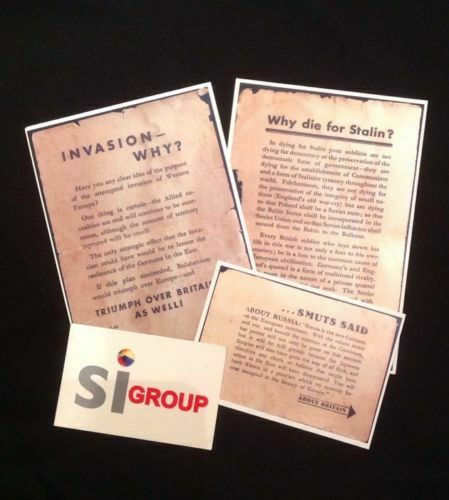 Propaganda Leaflets - WWII - REPLICAS of 3 Dropped By Germany - War Memorabilia