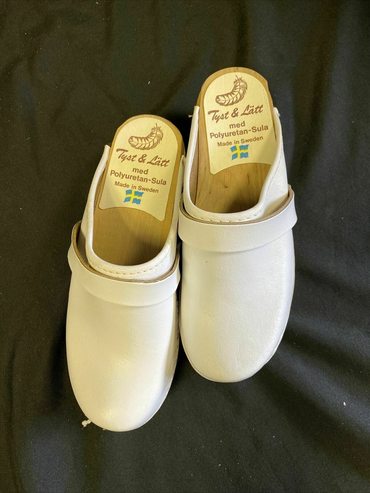Tyst & Latt Med Poly Sula Swedish Cloggs Shoes White Size 3 UK 36 EU - New/Old Stock - (7765