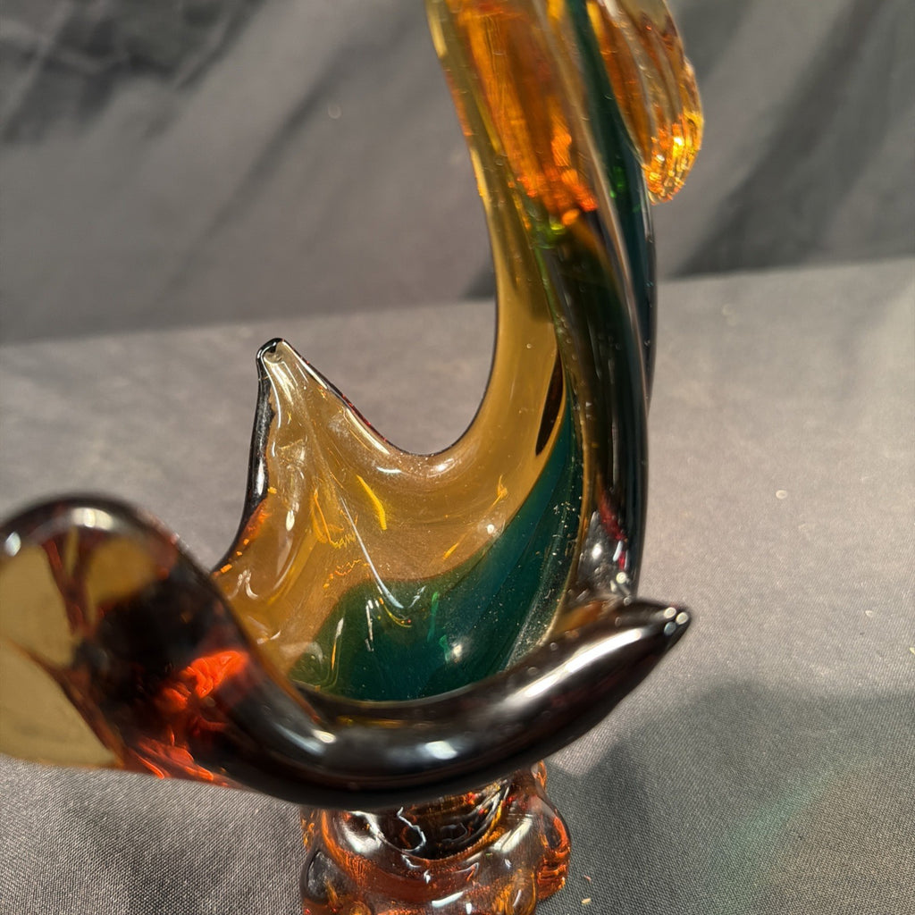 Licio Zanetti for Murano Amber & Blue glass Cockerel 1960's Vintage - (2079)