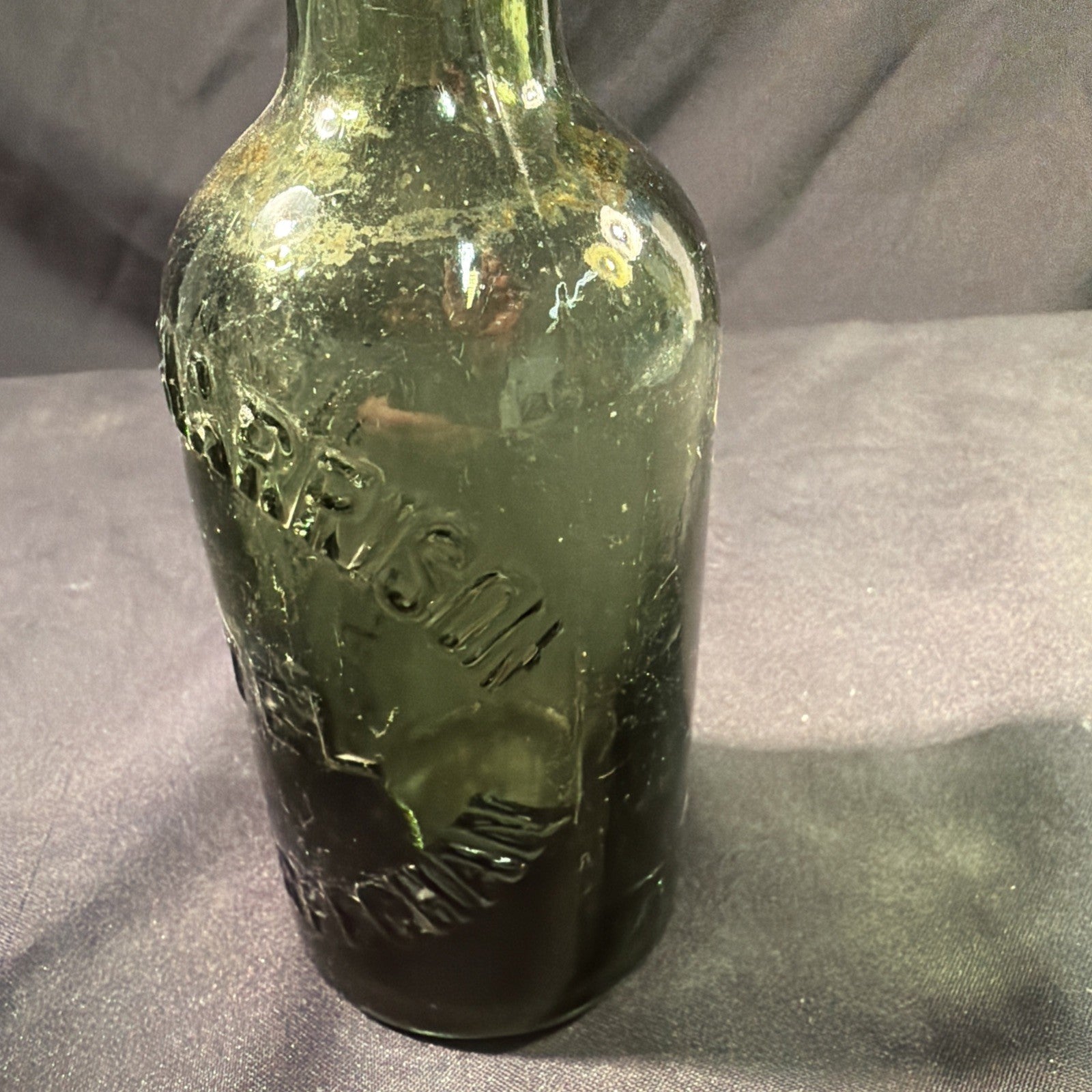 Antique Glass Bottle Albert Harrison Hotel Llanfairfechan Wales 20cm tall 1800's - (2012)