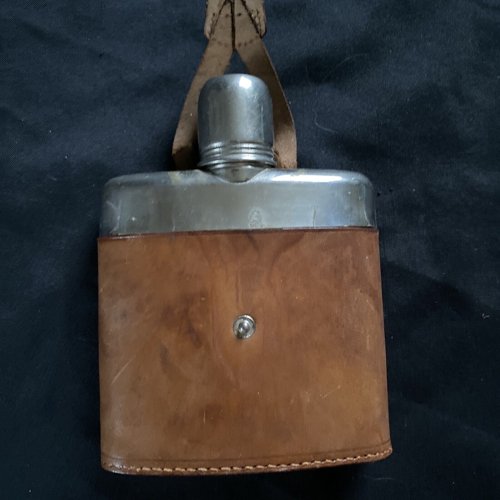 Vintage Hip Flask in Leather case marked Gottfried Hagen A.G. Koln Kalk - 9365