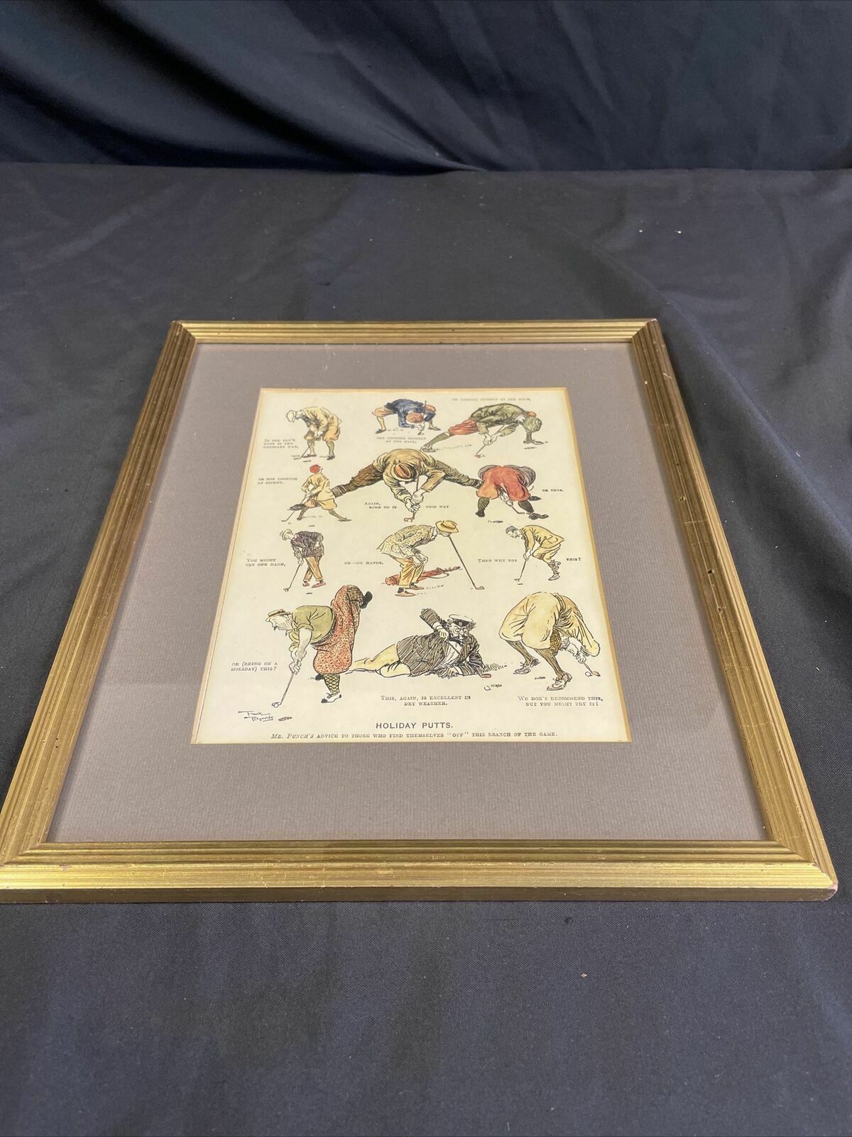 Vintage Print Holiday Putts by Mr Punch Framed Glazed 36cm x 31cm - (8139)