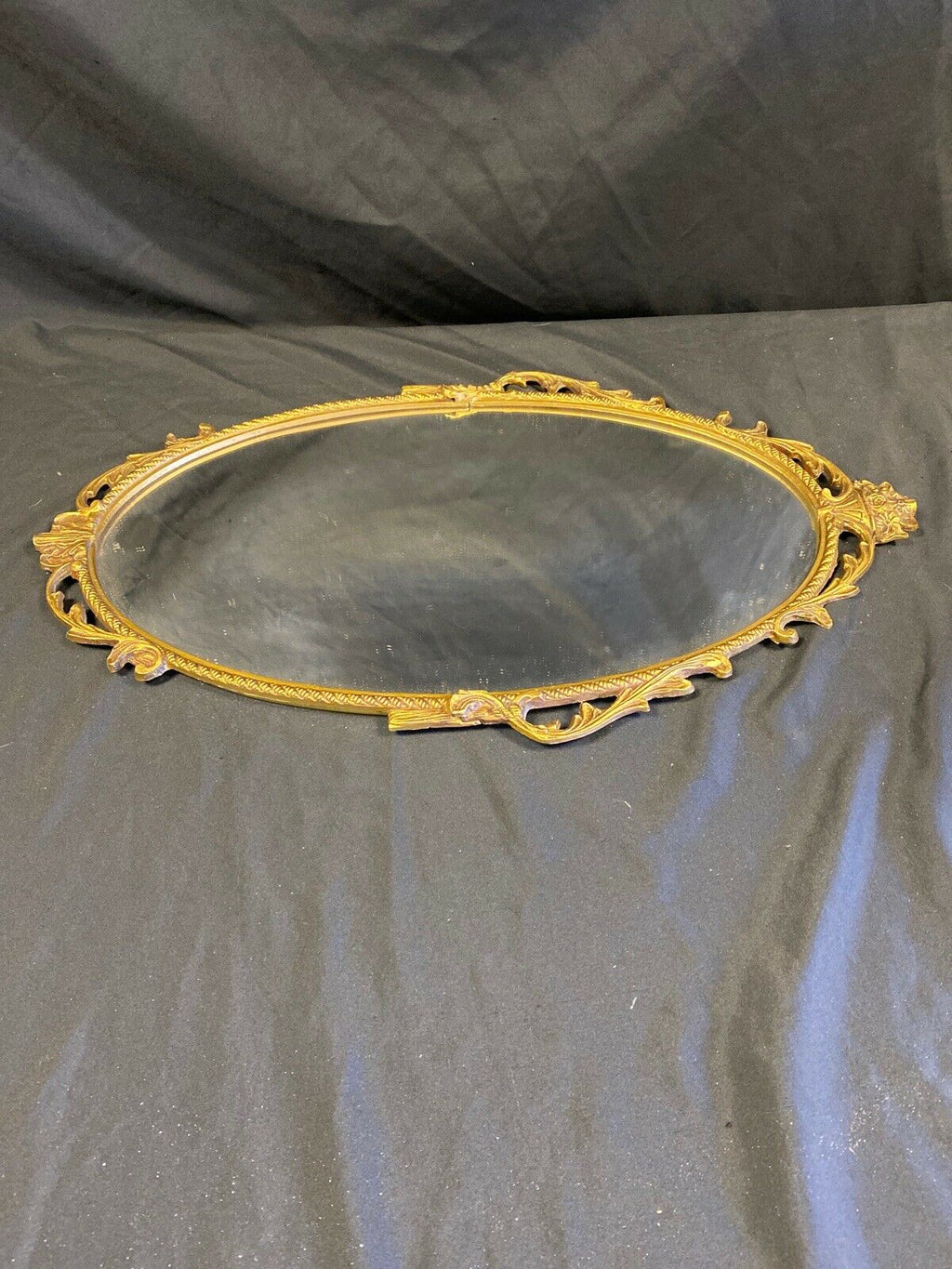 Antique Metal Gilt framed oval mirror 66cm high portrait (7383)