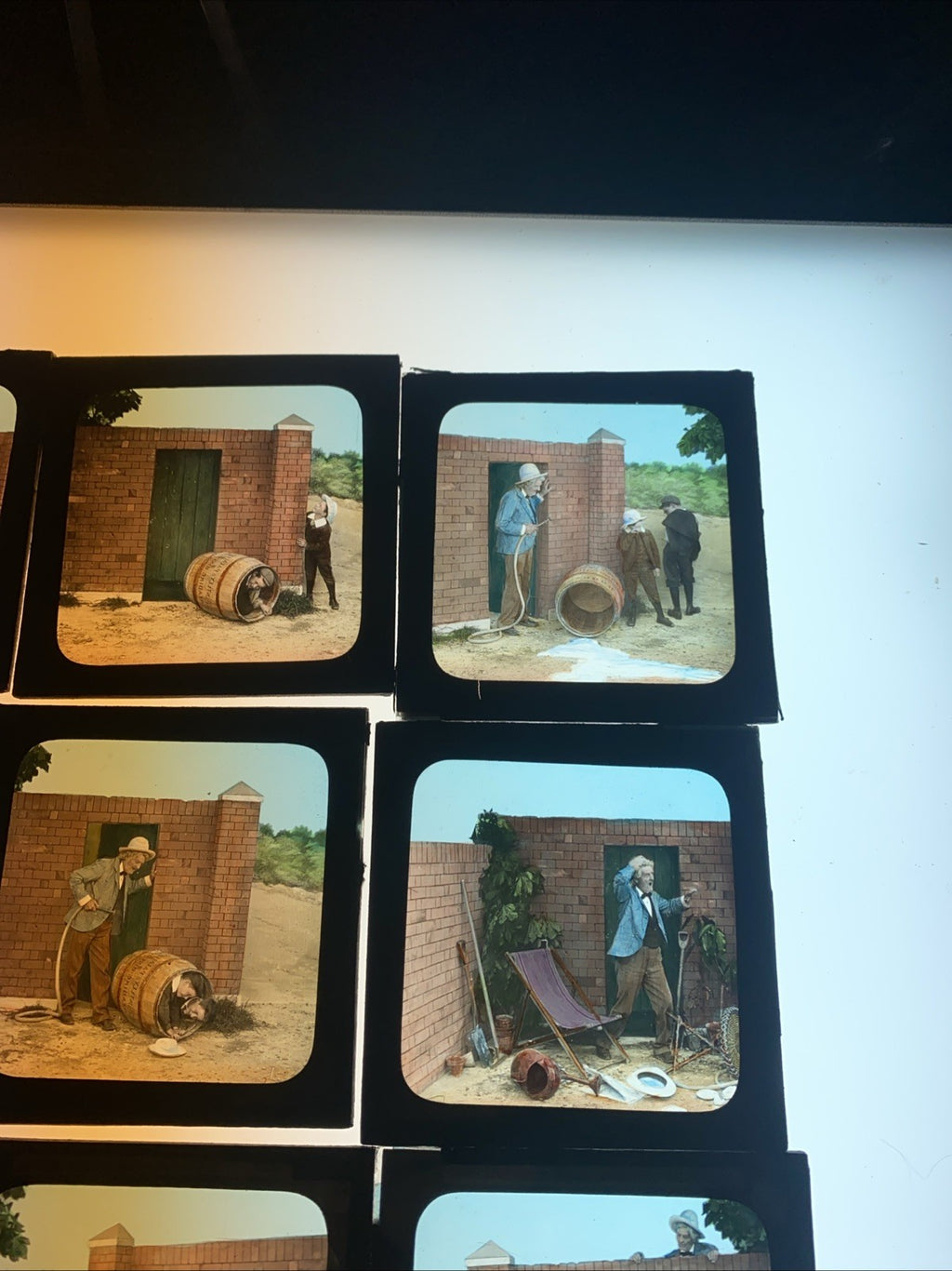 Magic Lantern Victorian Glass Square Handpainted Story x 12 Slides (1060)