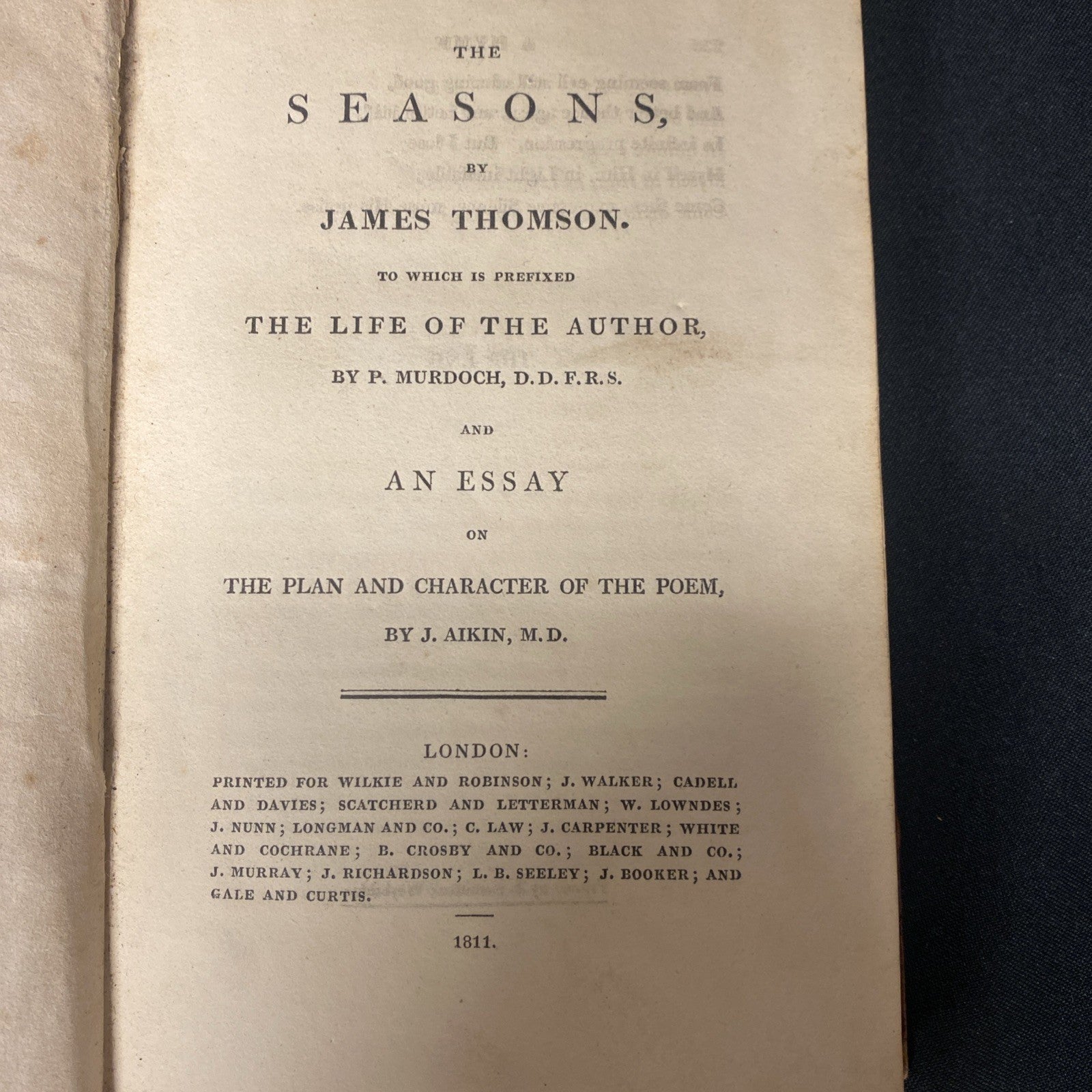 Book - The Seasons by James Thomson -- Leather hardback 1811 - (1524)