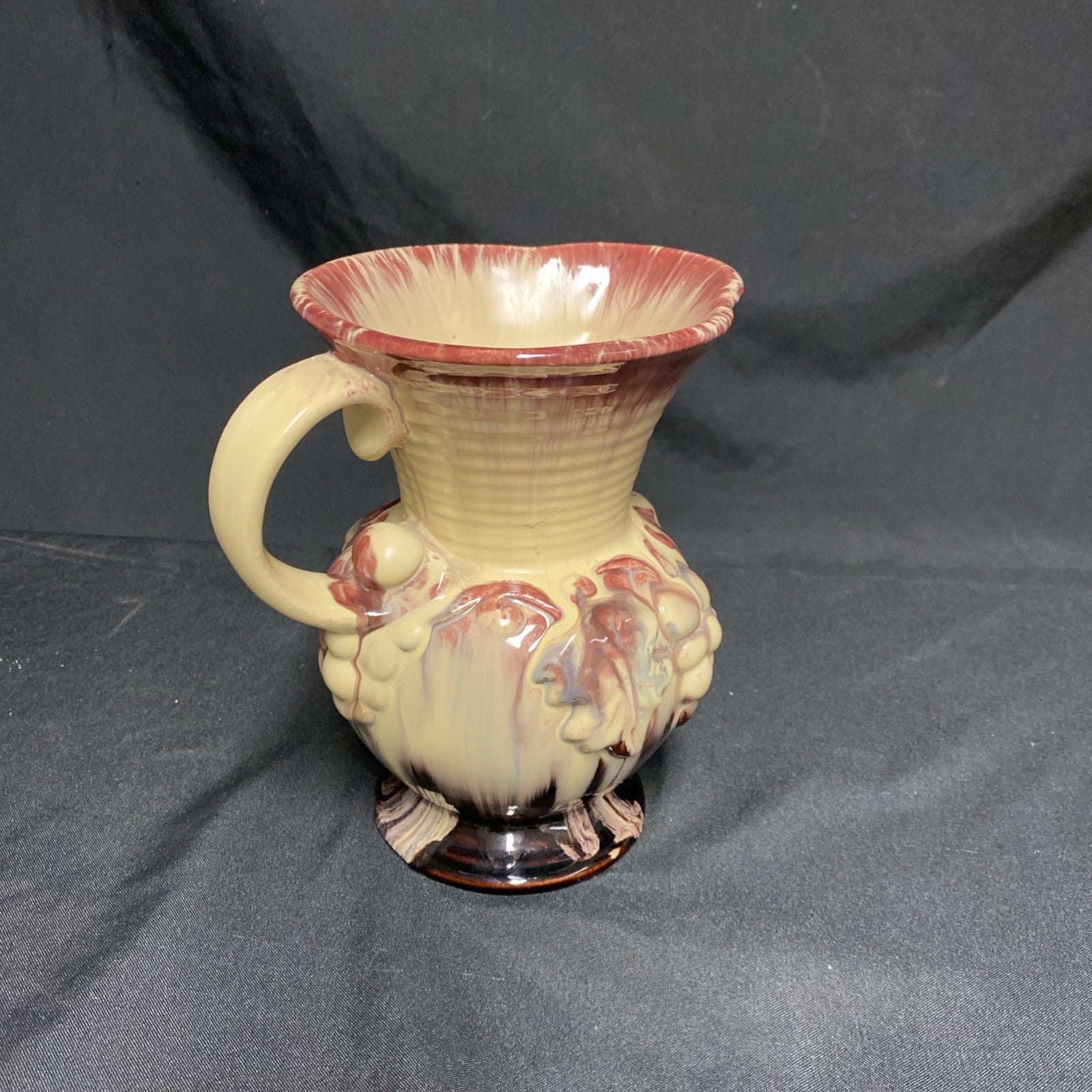 Vintage Germany Red & Yellow Glazed Grapes Bay Keramik Pottery Jug 275/17 - (1775)