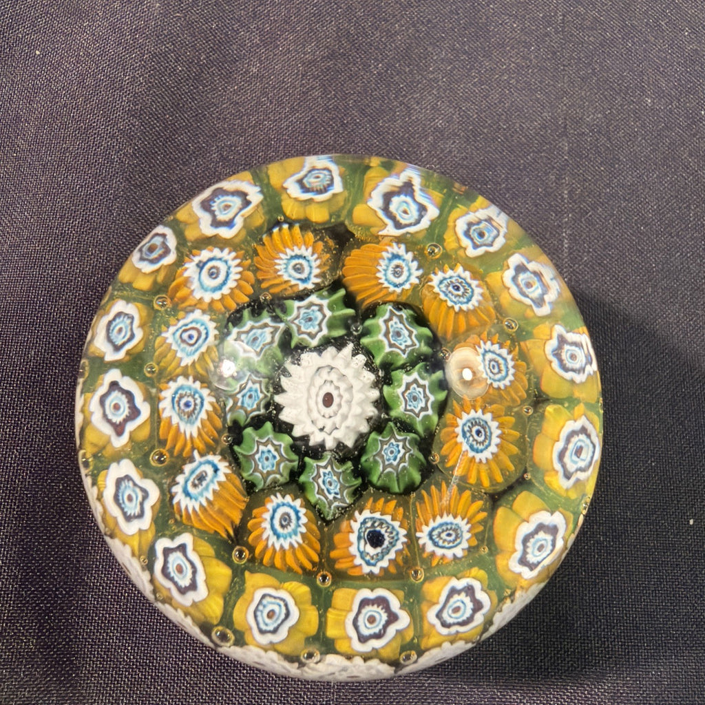 Murano Italian Millefiori Glass paperweight 1970's Vintage  6cm D.- (2088)