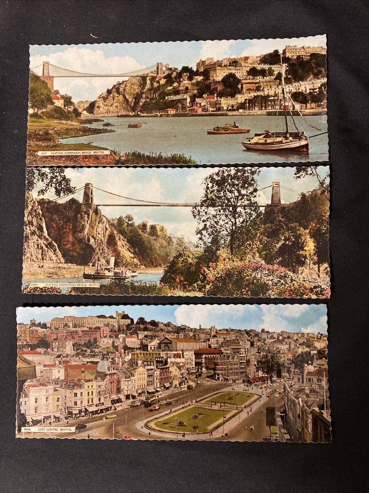 Bristol 1960's Real Photo Postcards x 3 City Centre & Clifton Bridge -(5501)