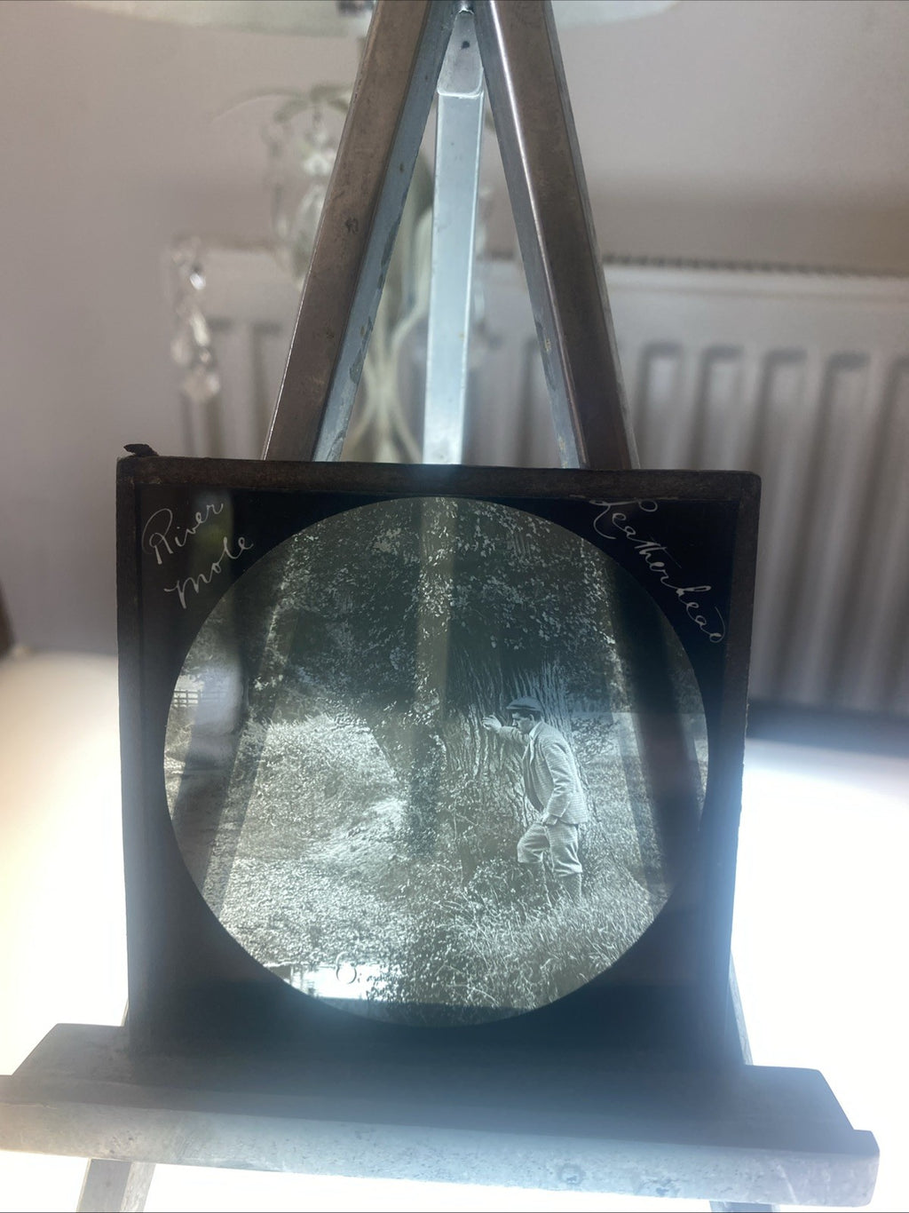 Magic Lantern Victorian Glass Square Antique Photo River Mole Leatherhead (1066)