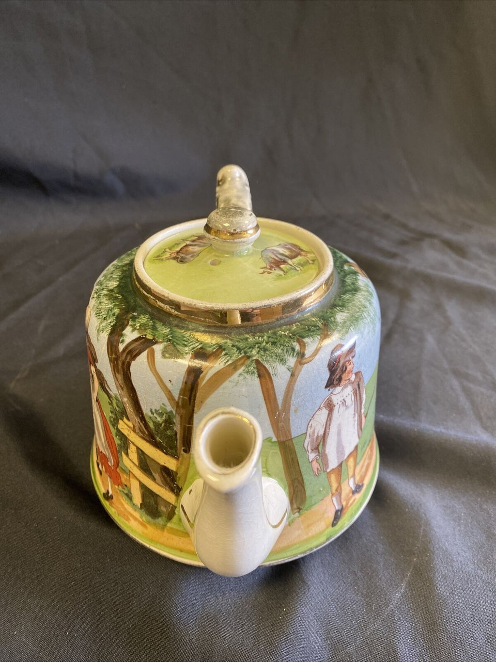 Genuine Staffordshire Benthall - Salopian Teapot Jack & Jill 1920's RARE - (7568