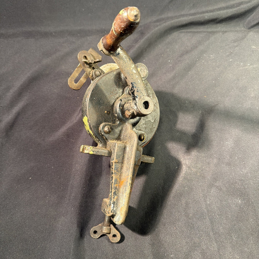 Vintage Cast Iron Hand Crank Bench Mount Grinder Sharpener Clamp On 3" Stone - (1978)