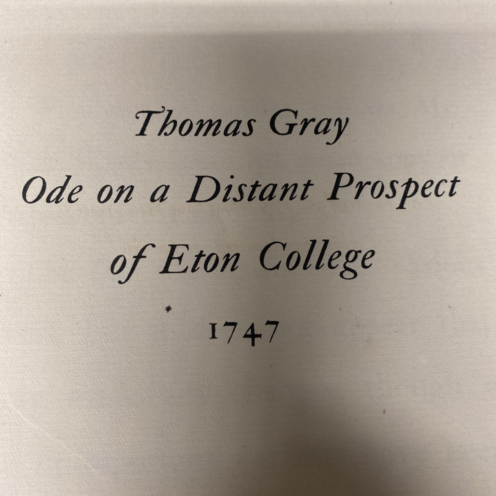 Book - Thomas Gray - Ode on a Distant Prospect of Eton College 1747 - 1924 -(1563)