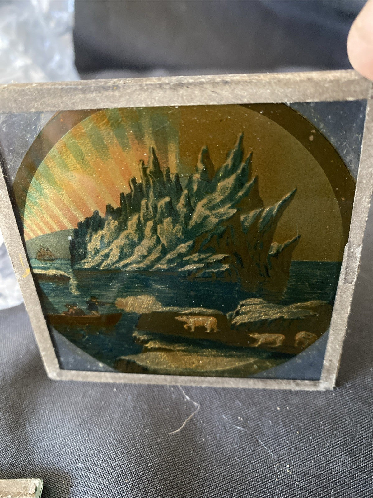 Magic Lantern Victorian Glass Square Handpainted x 3 Scotland Castle Etc (1080)