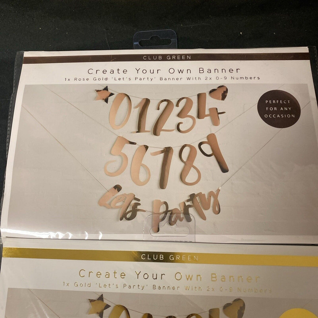 Create Your Own Banner x 2 packs GOLD / ROSE GOLD Party Birthday (5335)