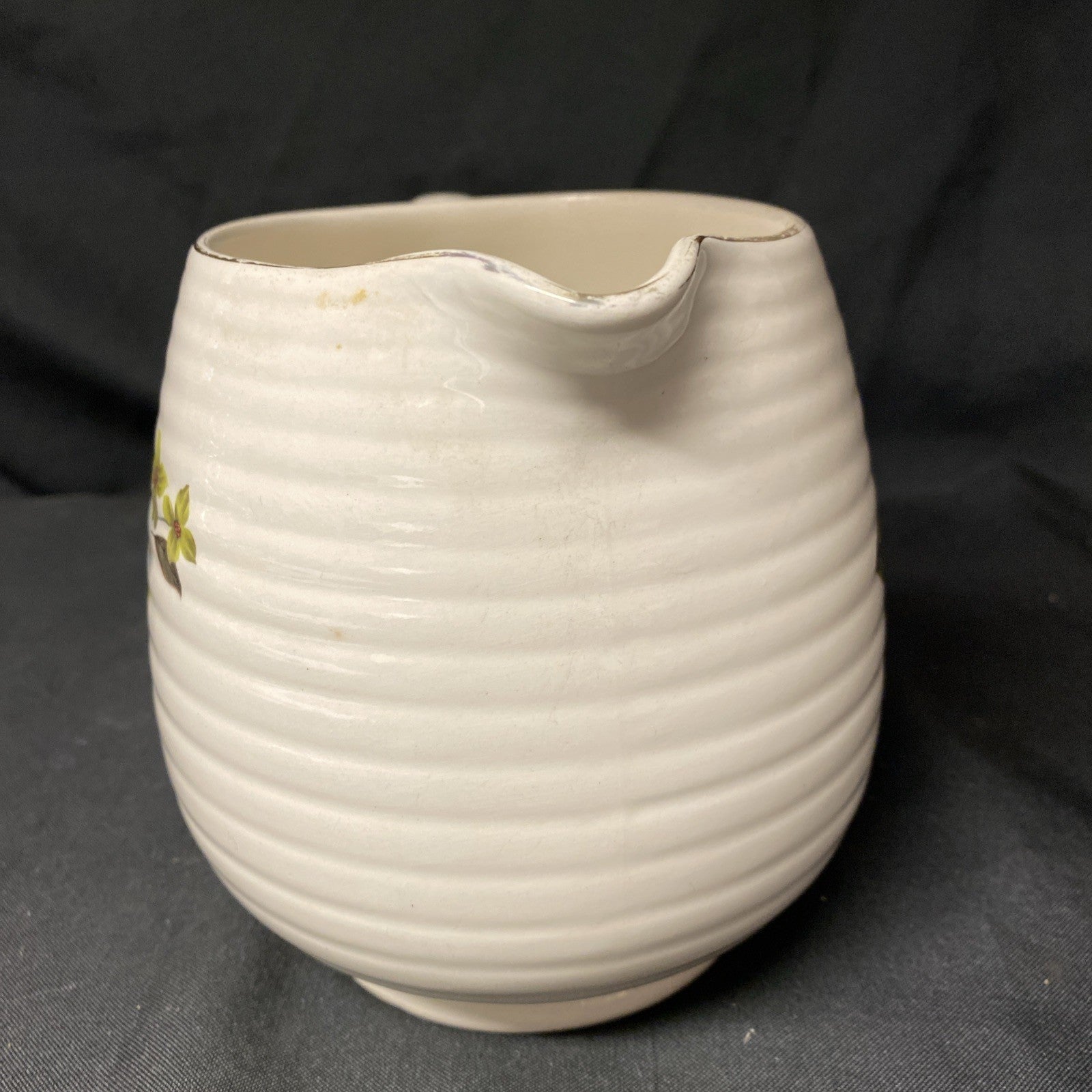 Beswick England Ribbed Pottery Jug 1950's Collectable Floral - (1580)