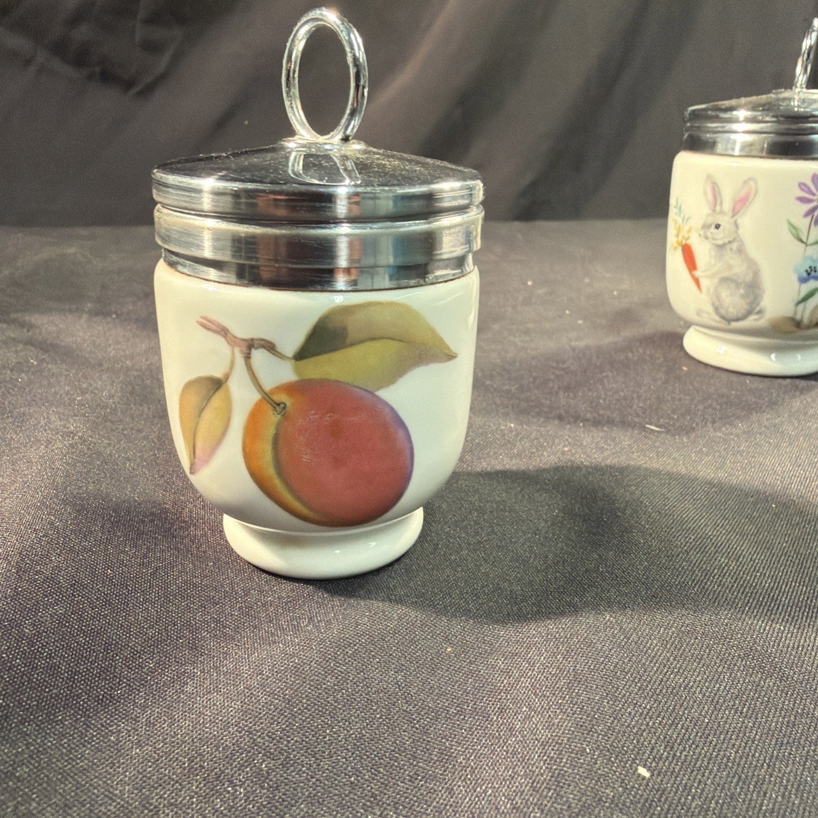 Royal Worcester Egg Coddler A Skippety Tale 4" and Berry 3.5" - (2091)