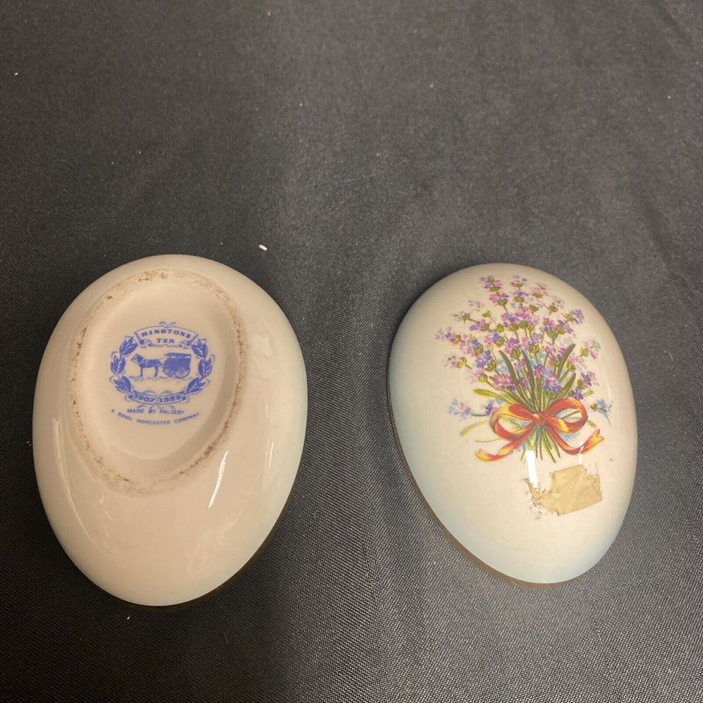 Trinket Box EGG - Royal Worcester Ringtons Tea 1982 Pottery egg - (9195)