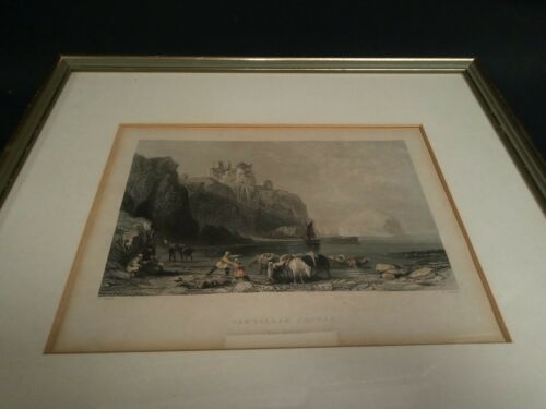 T. Allom R. Sands  1836 Engraving - Tamtallan Castle East-Lothian - Framed (7014