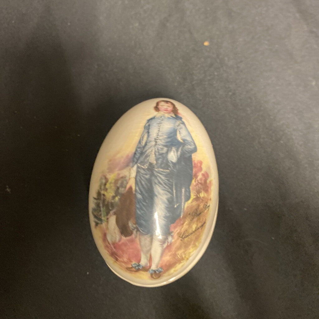 Trinket Box EGG - England China Egg Blue Boy by Gainsbourgh Design - (9208)