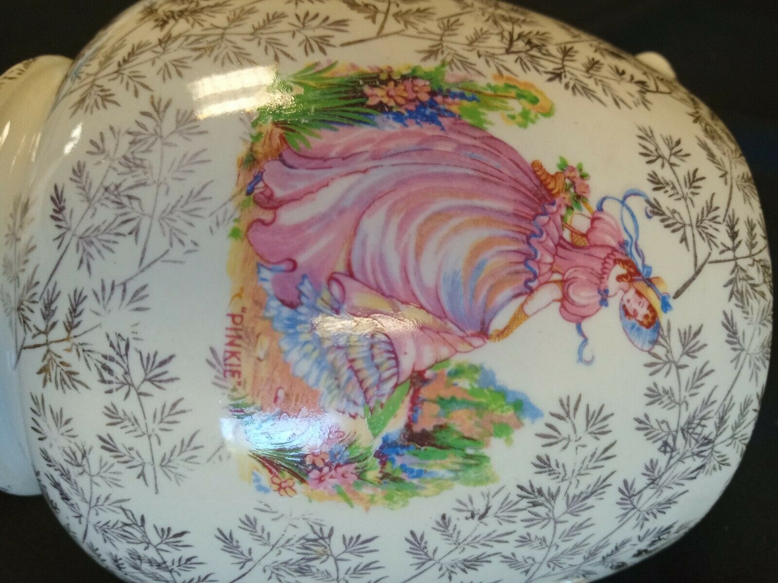 Vintage Jug Sadler Pinkie Crinoline Lady Gilded 12cm Tall - (7889)