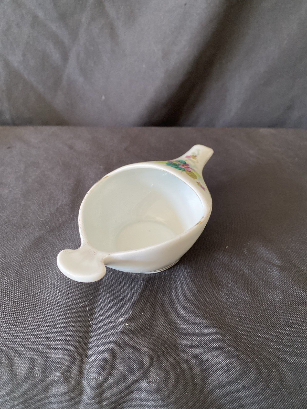 Antique Ceramic Invalid feeder Floral with Gilt 14.5cm wide - (5835)