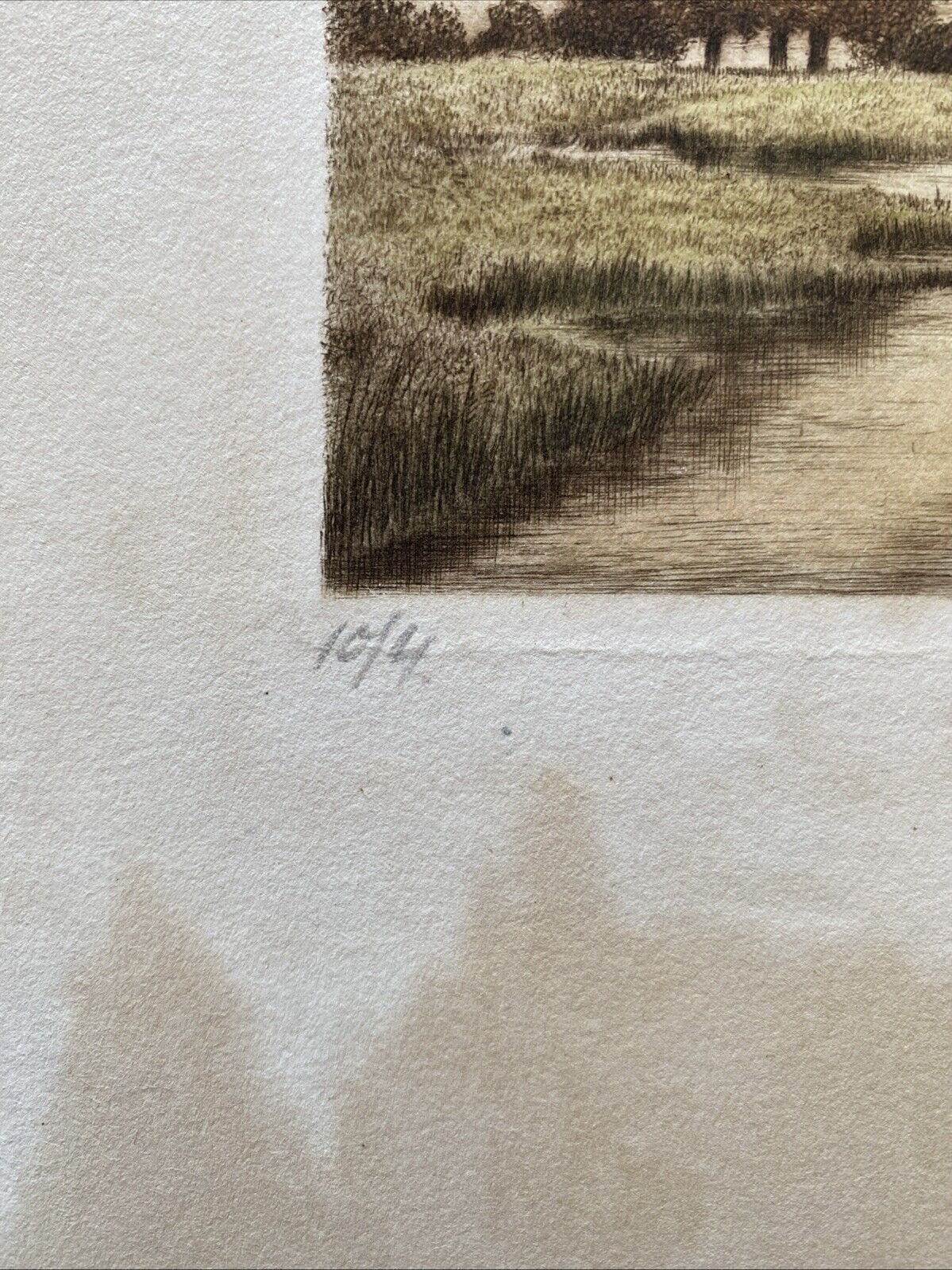 Prof. A Thalberg #4/10 Trees by a Stream Original Coloured etching - (5858)