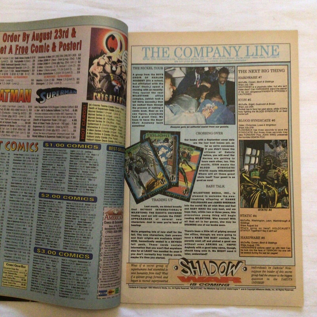 COMIC - DC Comics STATIC Playing With Fire - 1993 Sept 4th  - (8871)