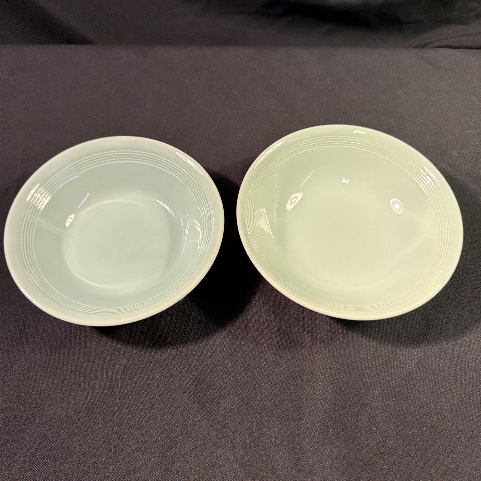 Wood's Ware Beryl Utility Green 2 X Cereal Bowls 16cm Diameter- (1937) 