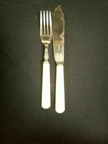 James Dixon & Sons Vintage Fish knife and fork cutlery set of 6 in box - (7024)