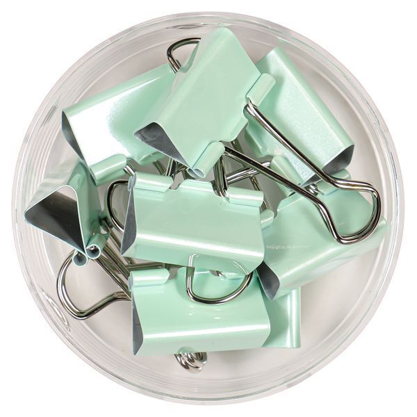 BULK BUY 12 x Binder Clips Large Green x 8 in cool stackable plastic case Paperchase