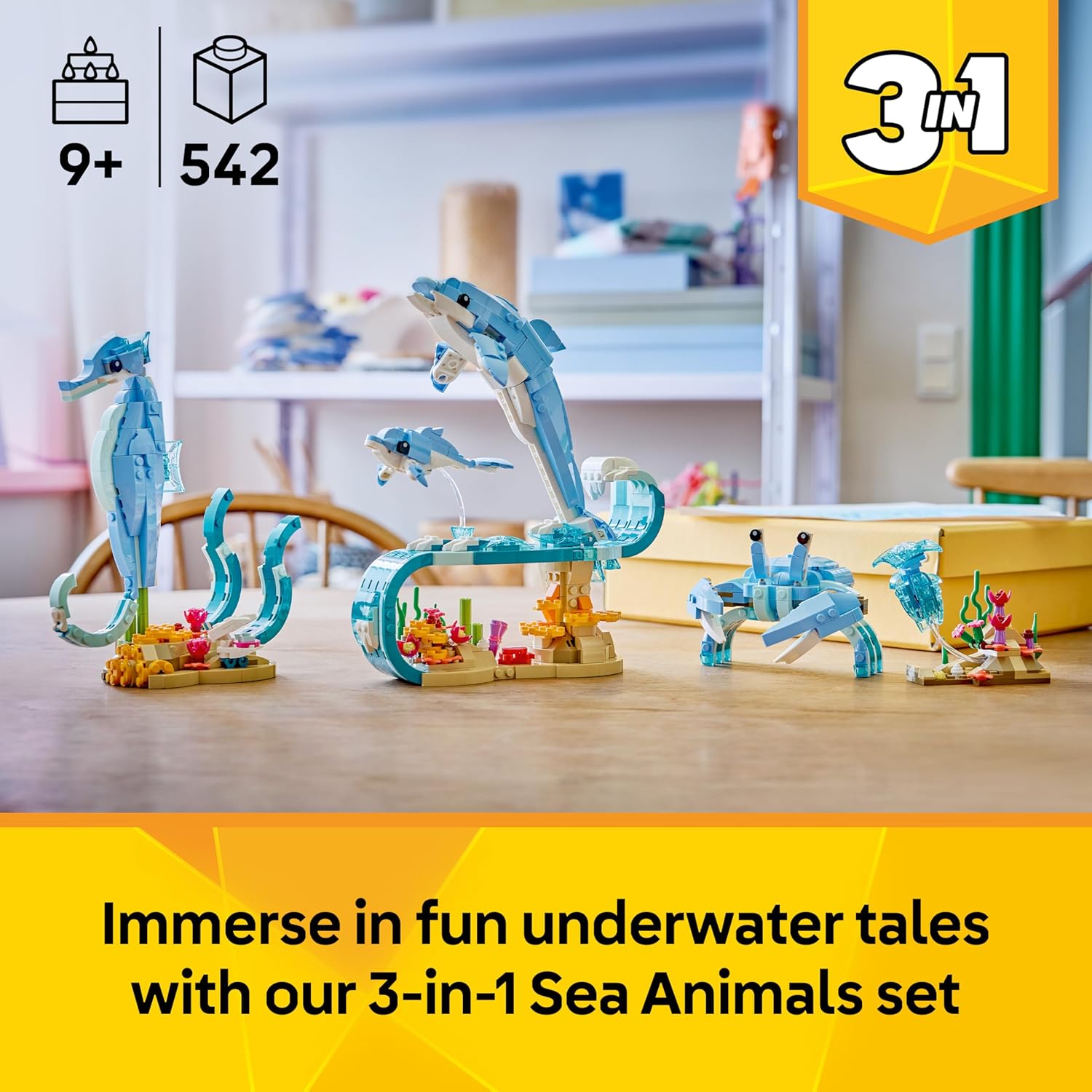 LEGO Creator 3 in 1 - Sea Animals: Beautiful Dolphins / Seahorse / Crab - 31385