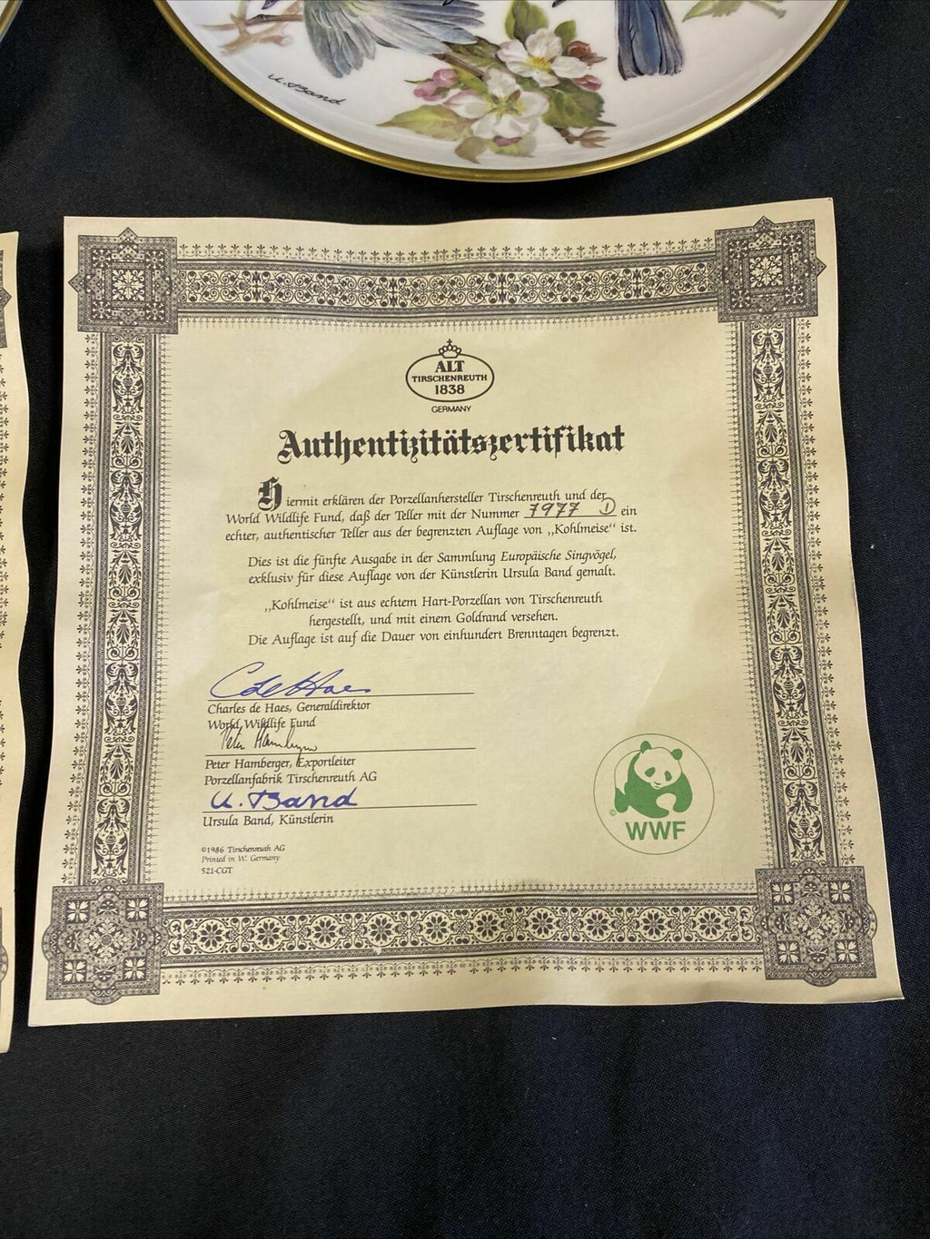 WWF Tirschenreuth Bands Songbirds Europe Plates x2 Bullfinch & Great Tit (7829