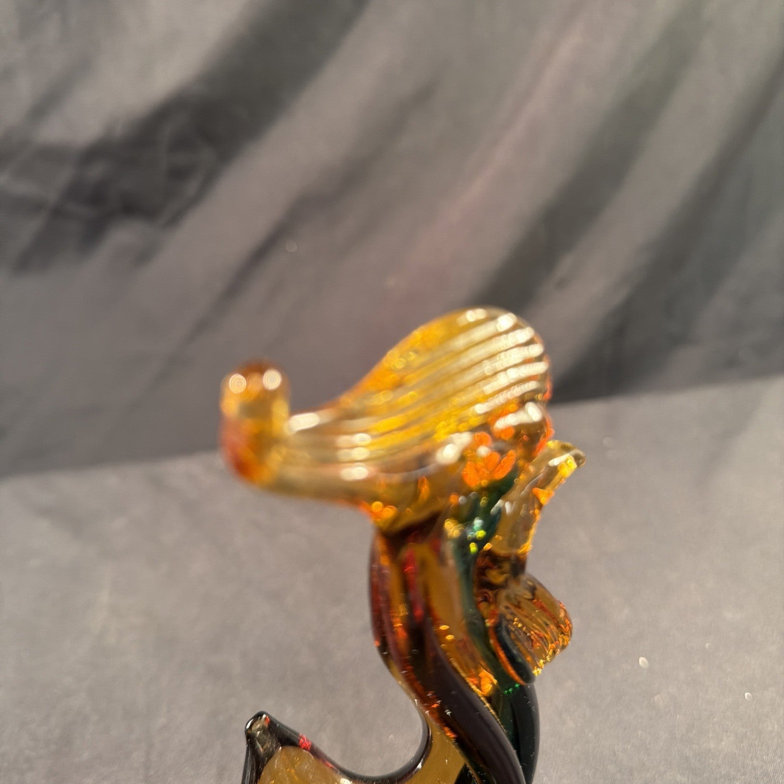 Licio Zanetti for Murano Amber & Blue glass Cockerel 1960's Vintage - (2079)
