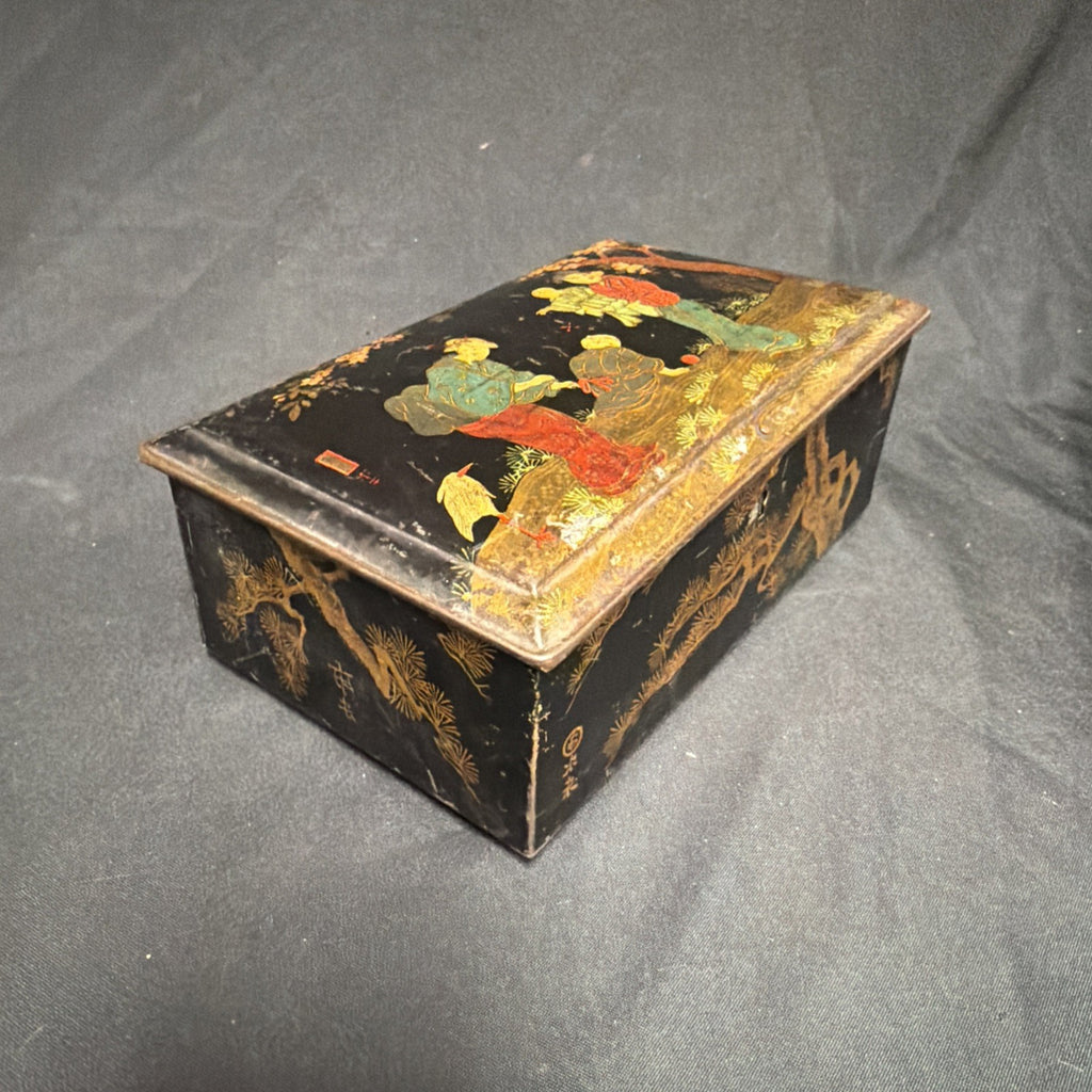 Rileys Toffee Tin Japanese Cloisonne style with key 1910 Edwardian - (1954)