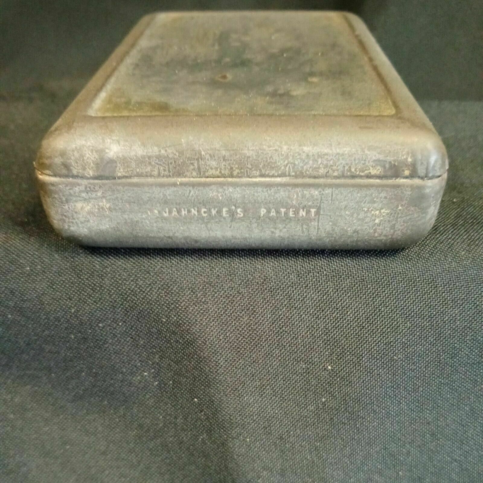 Jahnkes's Patent Tin 15 May 1880 Floral and Butterfly decoration Rare - (7938)