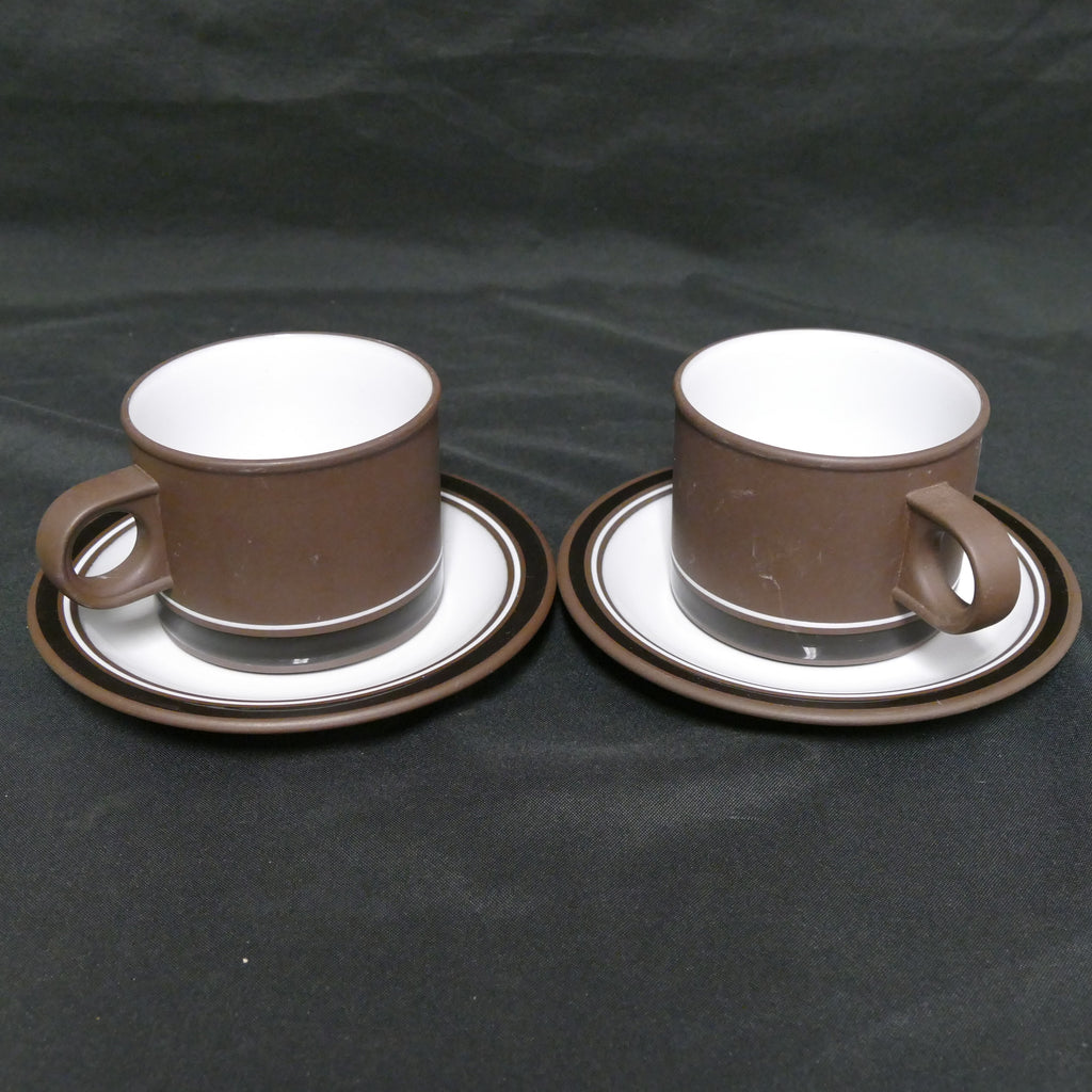 Hornsea CONTRAST Lancaster Vitramic England 2 x Tea Cups & Saucers 76/77 (9263)