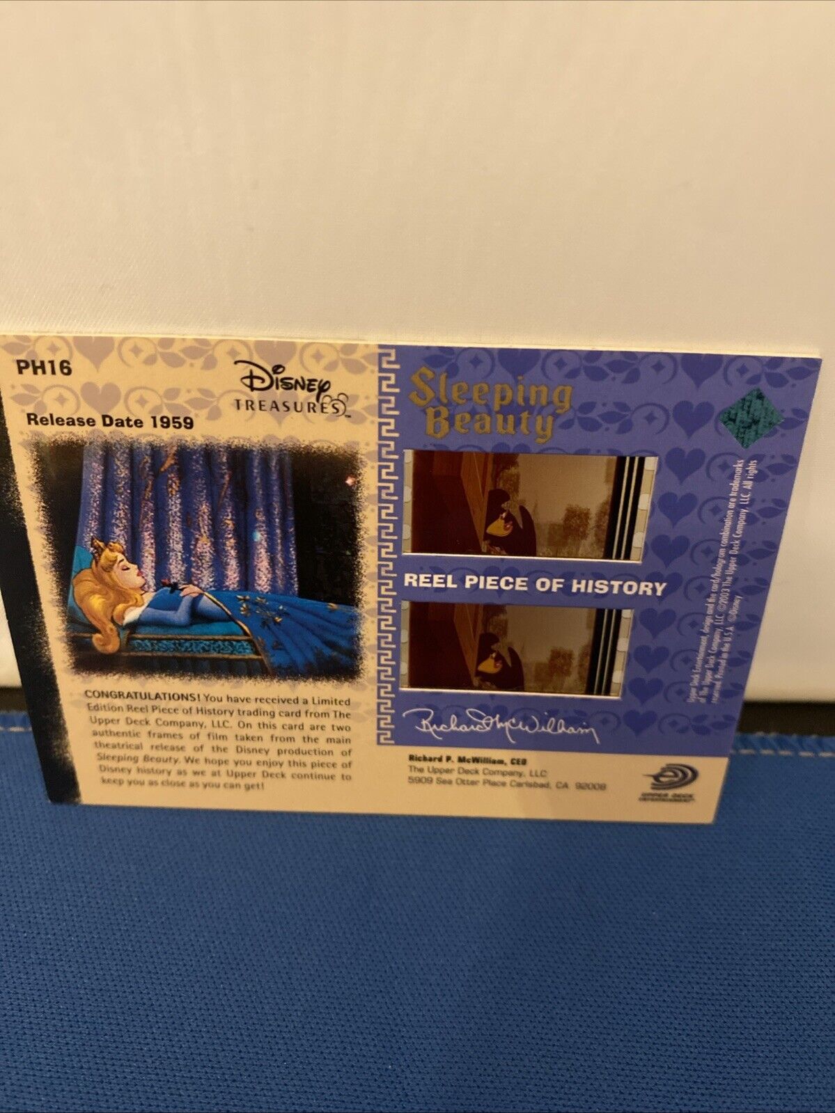 2003 Upper Deck Disney Treasures Sleeping Beauty Reel Piece Card PH16 (5776)