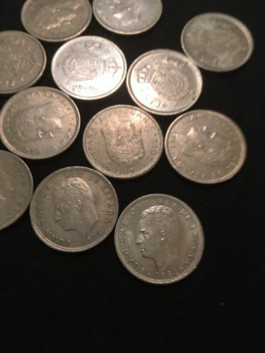 Spain Spanish 5 PTAS Pesetas Coins Juan Carlos x 12 - 1970's to 1980's - (2819)