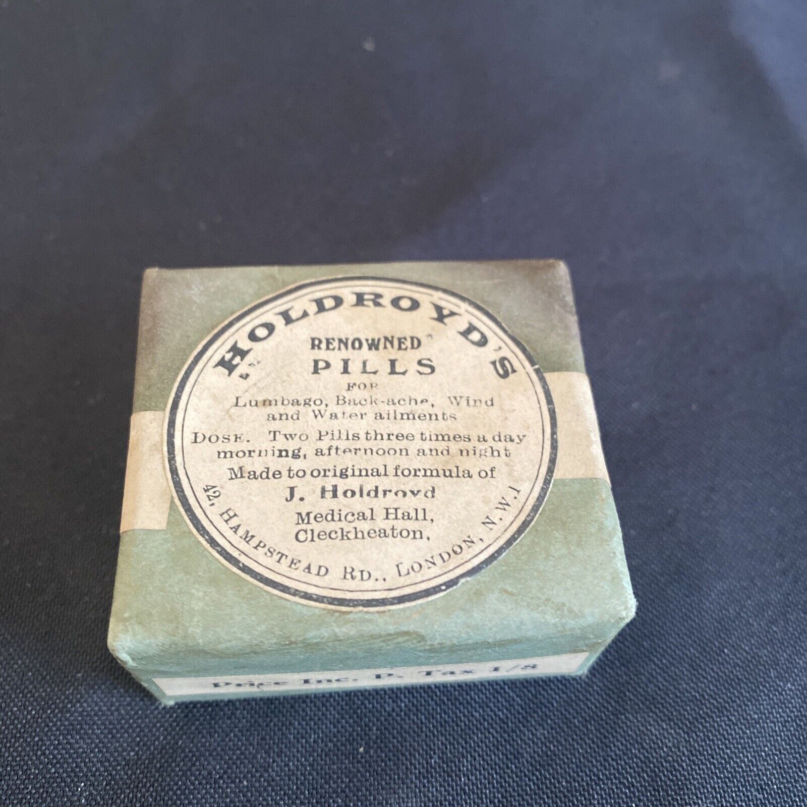 Antique Pharmacy Apothecary Unopened Holdroyd's Pills London - (9662)