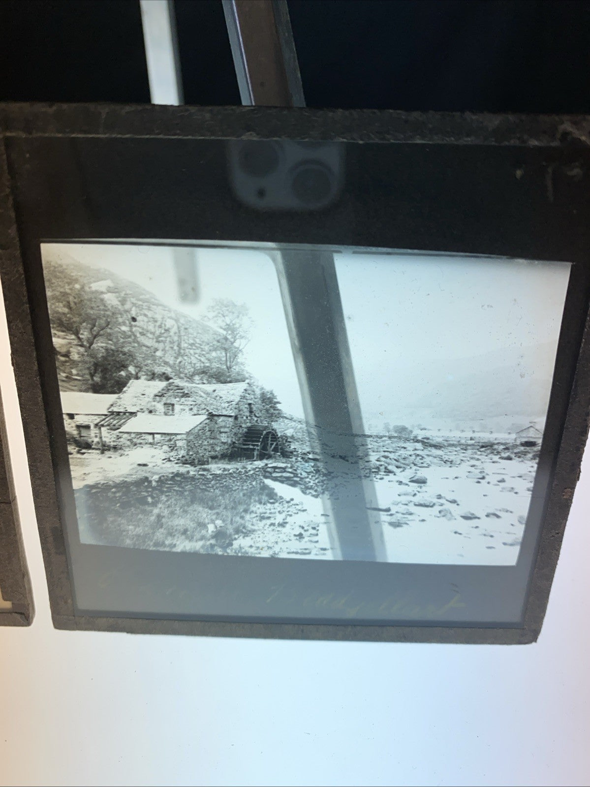 Magic Lantern Victorian Glass Square Photo x2 Beddgelert Snowdonia +Other (1181)